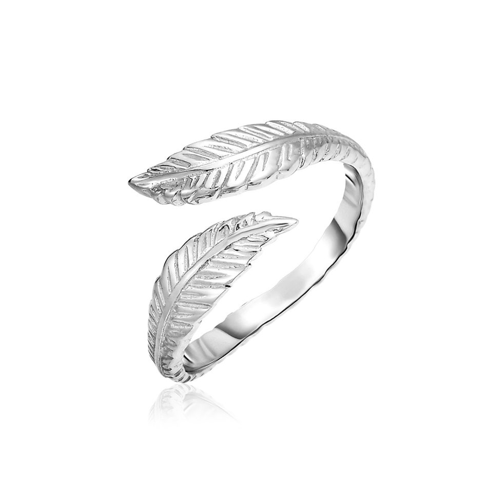 Sterling Silver Bypass Toe Ring with Leaf Design, Nature-Inspired Toe Jewelry